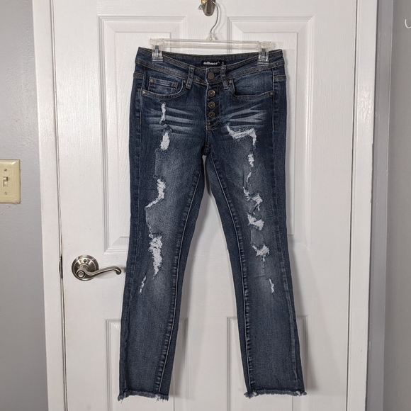 New Dollhouse Charley Ankle Flare Stretch‎ Skinny 4-Button Fly Jeans Size 5 - Picture 1 of 10